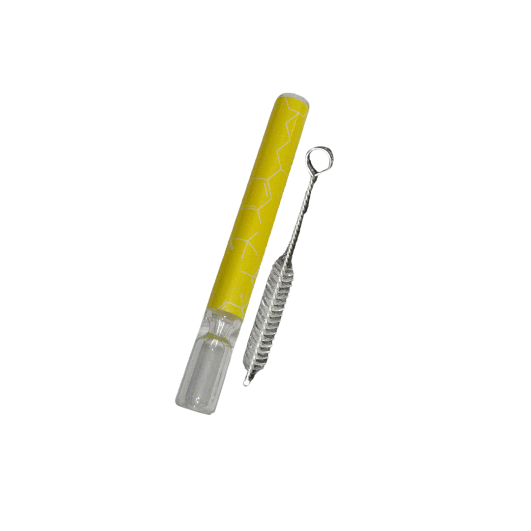 4" Glass Chillum with Cleaning Brush – Assorted Colors