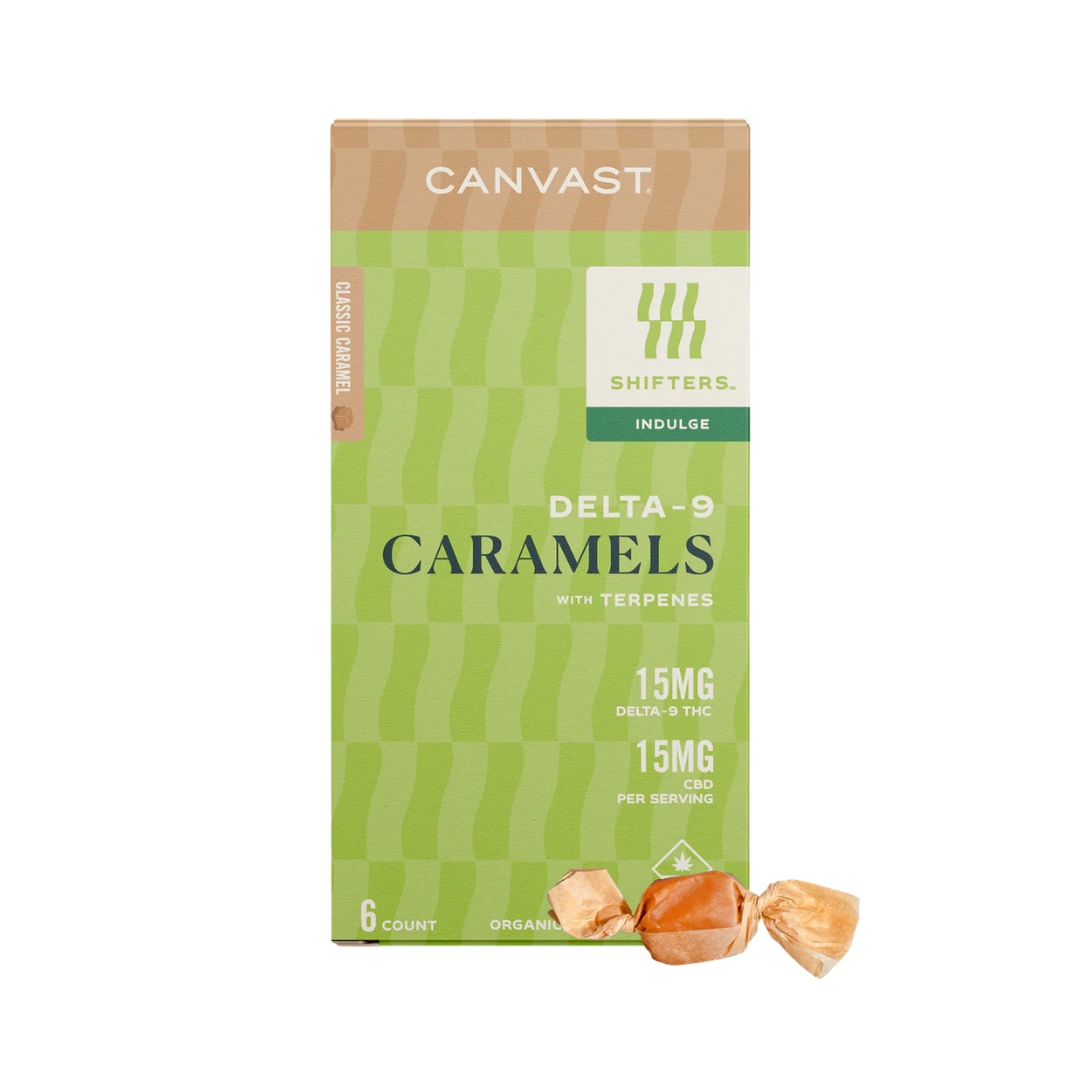 Canvast D9 Caramels – 15mg Delta-9 THC + 15mg CBD (6 Count)